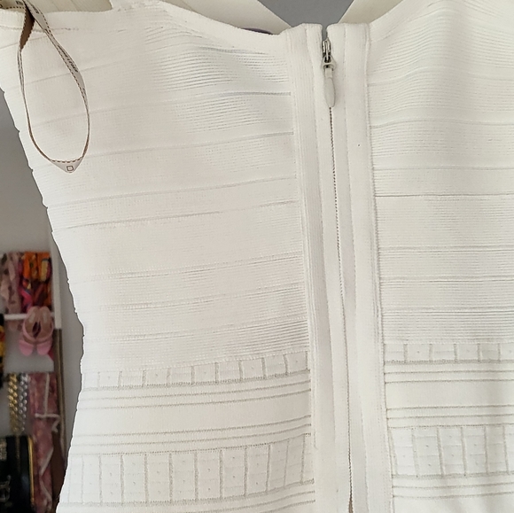 White fit and flare Herve Leger dress - Picture 2 of 6